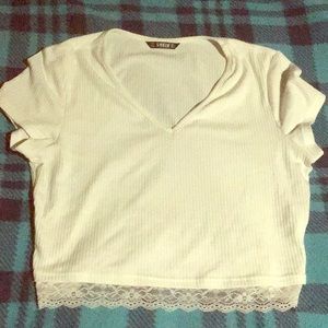 White lace crop top